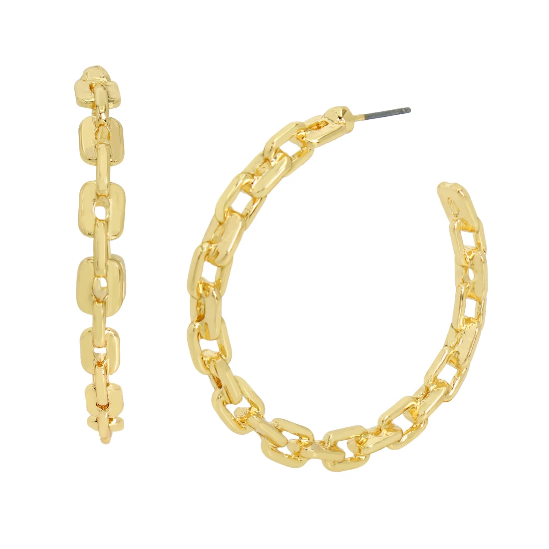 CHAIN HOOP EARRINGS GOLD 4 CHAIN HOOP EARRINGS GOLD - Image 2