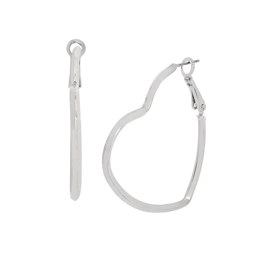 HEART SHAPED HOOP EARRINGS SILVER 4 HEART SHAPED HOOP EARRINGS SILVER - Image 2