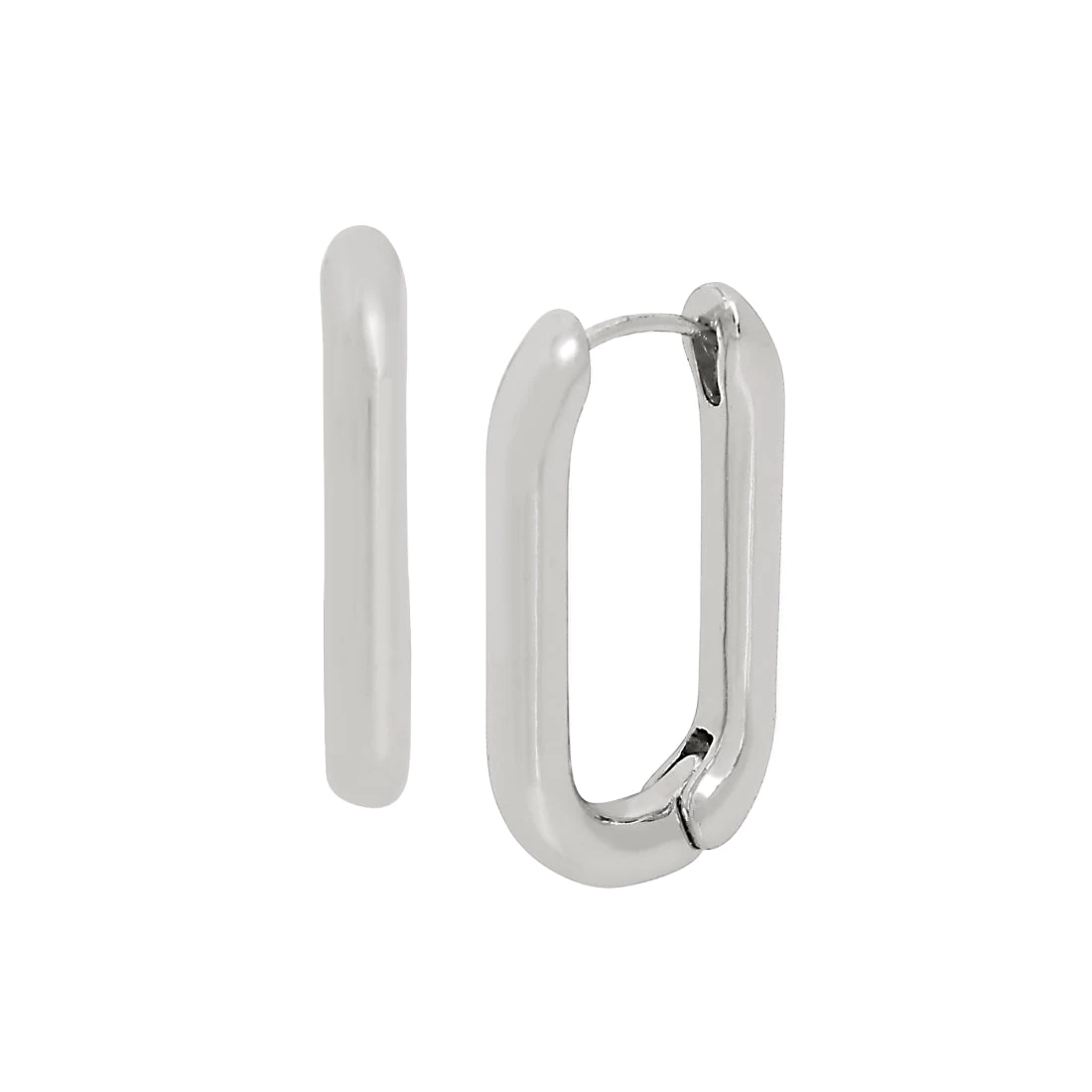 CURVED U-LINK HOOP EARRINGS SILVER 4 CURVED U-LINK HOOP EARRINGS SILVER - Image 2
