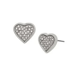 PAVE HEART EARRINGS SILVER -Stevemadden 452892RHO111