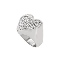 PAVE HEART RING SILVER