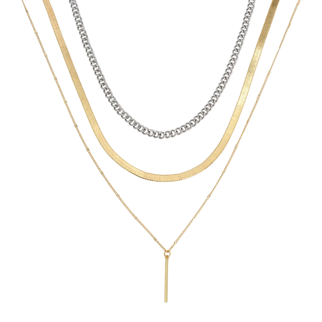 3 PIECE STICK PENDANT NECKLACE GOLD MULTI 4 3 PIECE STICK PENDANT NECKLACE GOLD MULTI - Image 2
