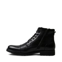 VINCE BLACK LEATHER -Stevemadden BLONDO BOOTS VINCE BLACK ZIPPER
