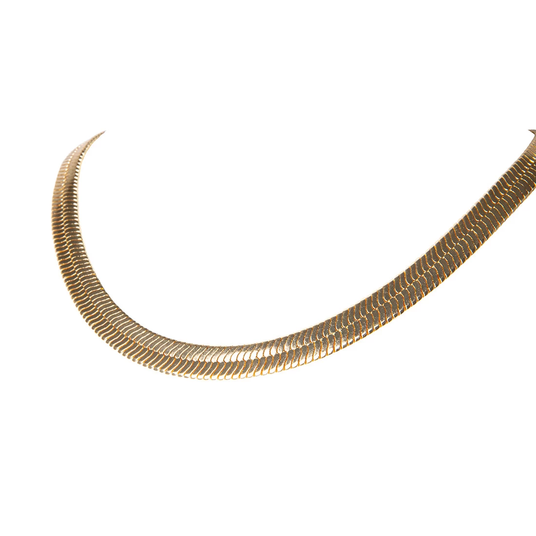 HERRINGBONE THICK CHAIN NECKLACE GOLD 4 HERRINGBONE THICK CHAIN NECKLACE GOLD - Image 2