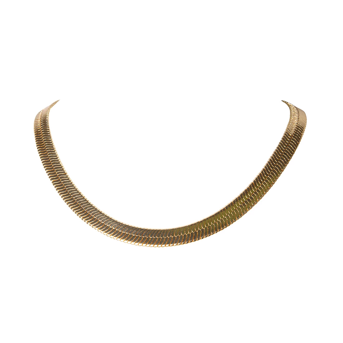 HERRINGBONE THICK CHAIN NECKLACE GOLD 3 HERRINGBONE THICK CHAIN NECKLACE GOLD