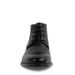 DEVRIES BLACK LEATHER -Stevemadden STEVEMADDEN BOOTS DEVRIES BLACK FRONT