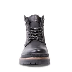 JASPER BLACK LEATHER -Stevemadden STEVEMADDEN BOOTS JASPER BLACK LEATHER FRONT