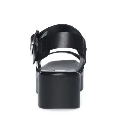 BASHER BLACK -Stevemadden STEVEMADDEN INTL SANDAL BASHER BLACK LEATHER BACK