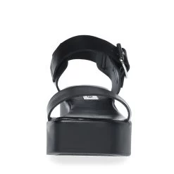 BASHER BLACK -Stevemadden STEVEMADDEN INTL SANDAL BASHER BLACK LEATHER FRONT