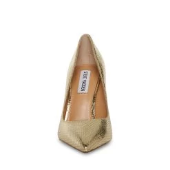 EVELYN GOLD EXOTIC -Stevemadden STEVEMADDEN SHOES EVELYN GOLD SNAKE FRONT