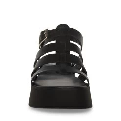 SARAI BLACK LEATHER -Stevemadden STEVEMADDEN SHOES SARAI BLACK LEATHER FRONT