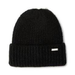 CRYSTAL WIDE CUFF BEANIE BLACK