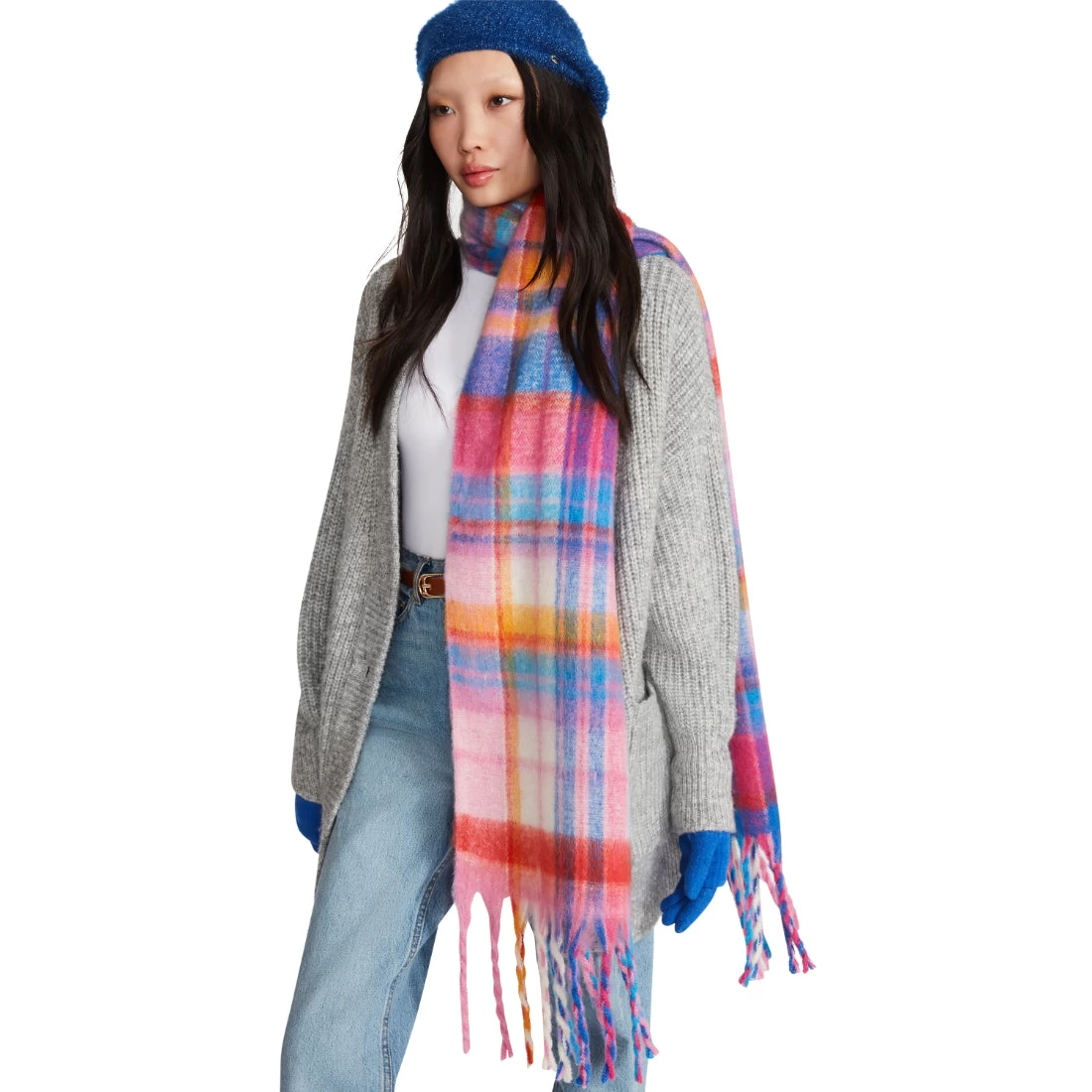 PLAID SCARF PINK MULTI 4 PLAID SCARF PINK MULTI - Image 2