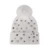 POM RHINESTONE RIB BEANIE NATURAL -Stevemadden STEVEMADDEN ACCESSORIES SMA 2669 NATURAL FRONT