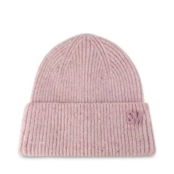 METALLIC THREADRIB BEANIE PINK