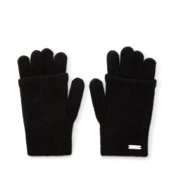 TOUCHSCREEN RIBBED GLOVES BLACK