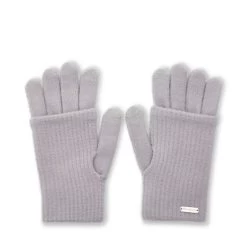 TOUCHSCREEN RIBBED GLOVES GREY