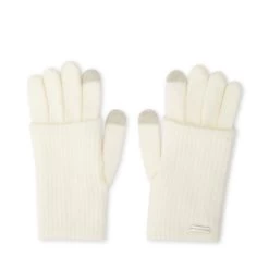 TOUCHSCREEN RIBBED GLOVES NATURAL