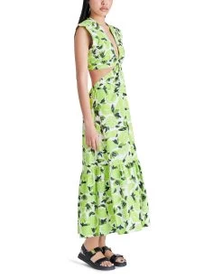 AMANDA MIDI DRESS GREEN MULTI 9 AMANDA MIDI DRESS GREEN MULTI -Stevemadden STEVEMADDEN APPAREL BN208688 NEON GREEN 02