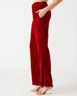 MERCER CRUSHED VELVET PANT RED -Stevemadden STEVEMADDEN APPAREL BN403722 RED 0579