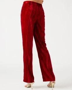 MERCER CRUSHED VELVET PANT RED -Stevemadden STEVEMADDEN APPAREL BN403722 RED 0584