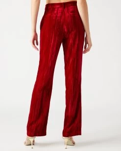 MERCER CRUSHED VELVET PANT RED -Stevemadden STEVEMADDEN APPAREL BN403722 RED 0585