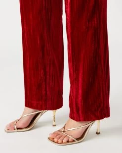 MERCER CRUSHED VELVET PANT RED -Stevemadden STEVEMADDEN APPAREL BN403722 RED 0593