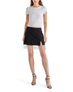 CAM SKIRT WITH FRINGE BLACK