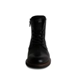 BEDARD BLACK LEATHER -Stevemadden STEVEMADDEN SHOES BEDARD BLACK FRONT