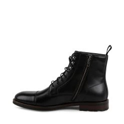 DAYLON BLACK LEATHER -Stevemadden STEVEMADDEN SHOES DAYLON BLACK ZIPPER