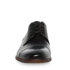 GAUDIN BLACK LEATHER 9 GAUDIN BLACK LEATHER -Stevemadden STEVEMADDEN SHOES GAUDIN BLACK FRONT