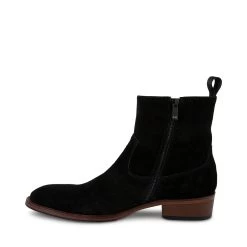 HAWLEY BLACK SUEDE -Stevemadden STEVEMADDEN SHOES HAWLEY BLACK ZIPPER