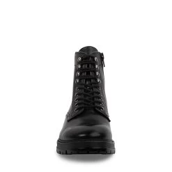 LOGAN BLACK LEATHER -Stevemadden STEVEMADDEN SHOES LOGAN BLACK FRONT