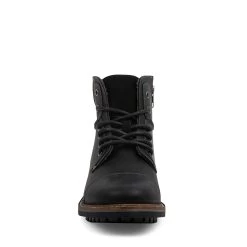 MURPHYY BLACK LEATHER -Stevemadden STEVEMADDEN SHOES MURPHYY BLACK FRONT